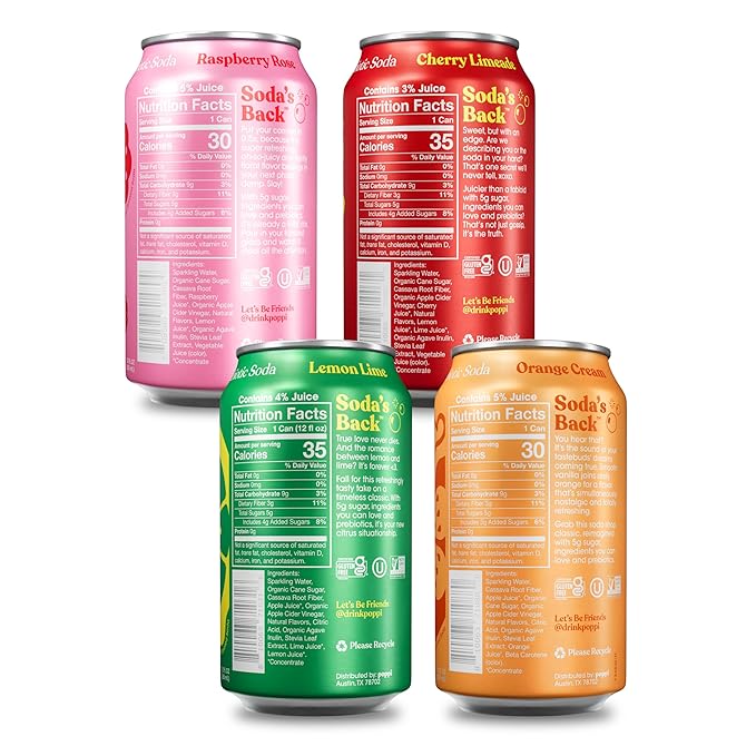 Poppi Sparkling Prebiotic Soda Beverage with Apple Cider Vinegar Seltzer Water and Fruit Juice Trend Setters Variety Pack 12 Fl Oz Pack of 12 Packaging May Vary