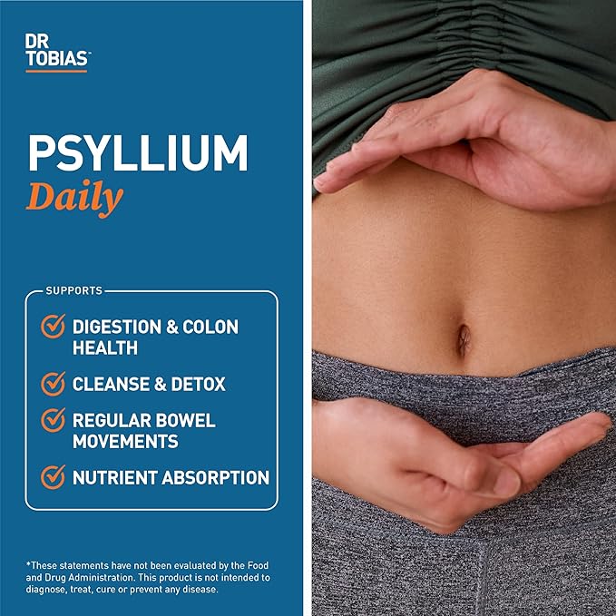 Dr. Tobias Adult Multivitamin &amp Psyllium Daily Supports Energy Immunity &amp Healthy Bowel Movements with 42 Fruits &amp Vegatables Psllium Husk Bentonite Clay Flaxseed &amp Natural Ingredi