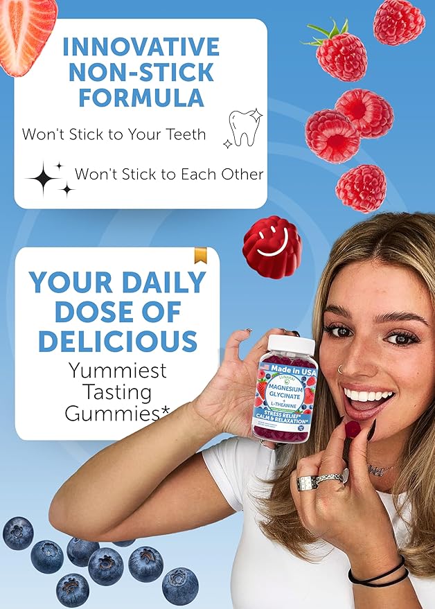 Lunakai USA Made Magnesium Glycinate Gummies 426mg with L-Theanine – Calm Sleep Stress Relief for Adults &amp Kids Non-GMO Vegan - 3 Pack