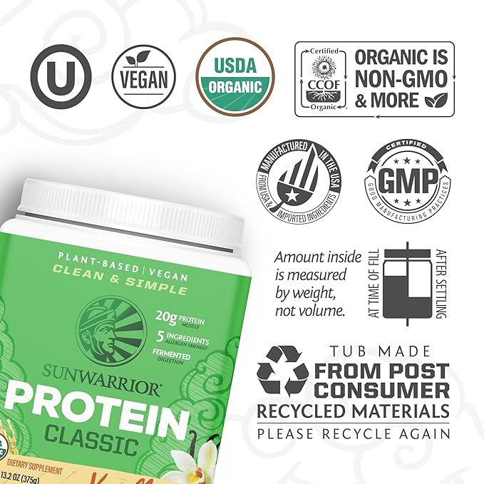 SUNWARRIOR Organic Classic Vanilla Protein 375 GR