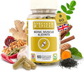 Strength &amp Spices Bone Muscle &amp Joints 100% Natural Supplement – 28 Ingredients w Turmeric - 60 Vegan UK Made 1000mg Capsules – Mobility and Flexibility Support