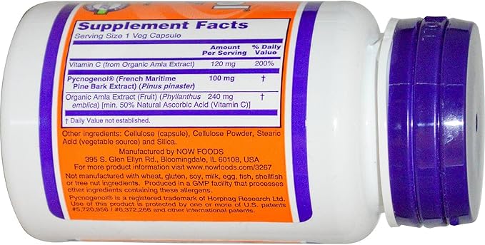 NOW Foods - Pycnogenol 100 mg. - 60 Vegetarian Capsules