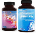 BioEmblem Triple Magnesium Complex 180 Capsules &amp Digestive Enzymes - 10 Enzymes w/ 12 Strain 1 Billion CFU Probiotics for Nutrient Absorption 60 Capsules