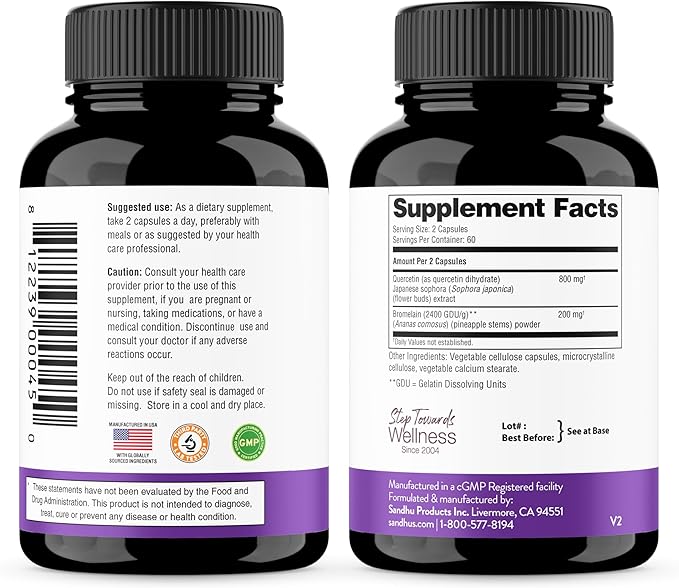 Sandhu's Zinc Supplement with Ionophores with Superior Absorption &amp Quercetin with Bromelain 1000mg Per Serving Bioflavonoids Supplement Complex| Supports Immune &amp Respiratory Health