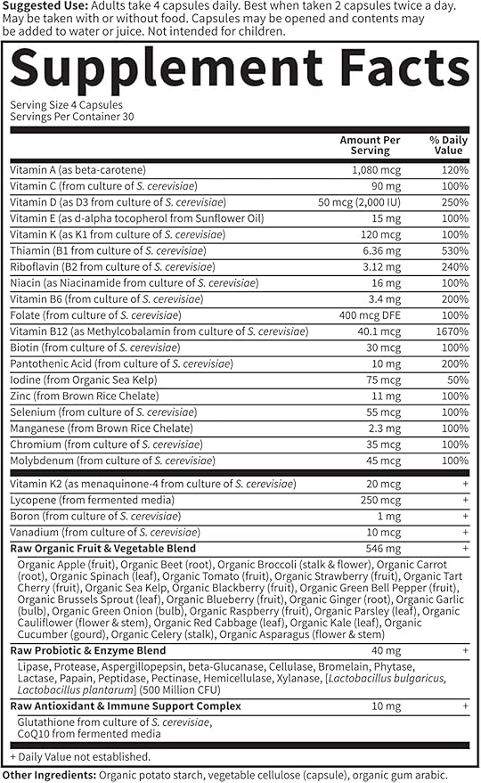 Garden of Life Multivitamin for Men - Vitamin Code 50 &amp Wiser Men's Raw Whole Food Vitamin Supplement with Probiotics Vegetarian 120 Capsules (Pack of 6)