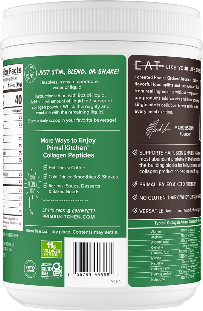 Primal Kitchen Collagen Peptides Unflavored Collagen Powder 1.2 Pounds