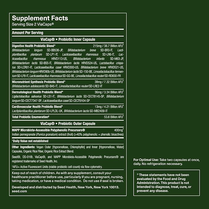 Seed DS-01 Daily Synbiotic - Prebiotic and Probiotic for Women &amp Men - Digestive Health Gut Health Immune Support Bloating &amp Constipation Relief - Vegan &amp Shelf-Stable - 30-Day Refill (