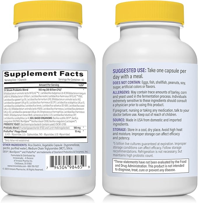 InnovixLabs Multi Probiotic &amp Curcumin Bundle Multi-Strain Probiotic (60 Time-Release Capsules) Turmeric Curcumin (100 Time-Release Tablets). Supports Gut and Immune Health. *