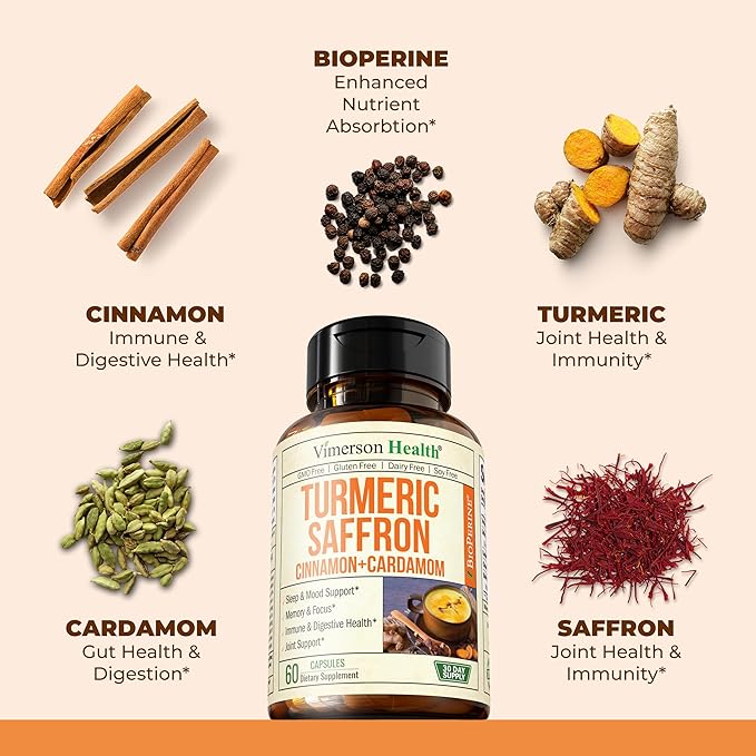 Vimerson Health Turmeric Saffron &amp Women’s Liquid Multivitamin – Mood Energy &amp Joint Wellness Bundle for Women