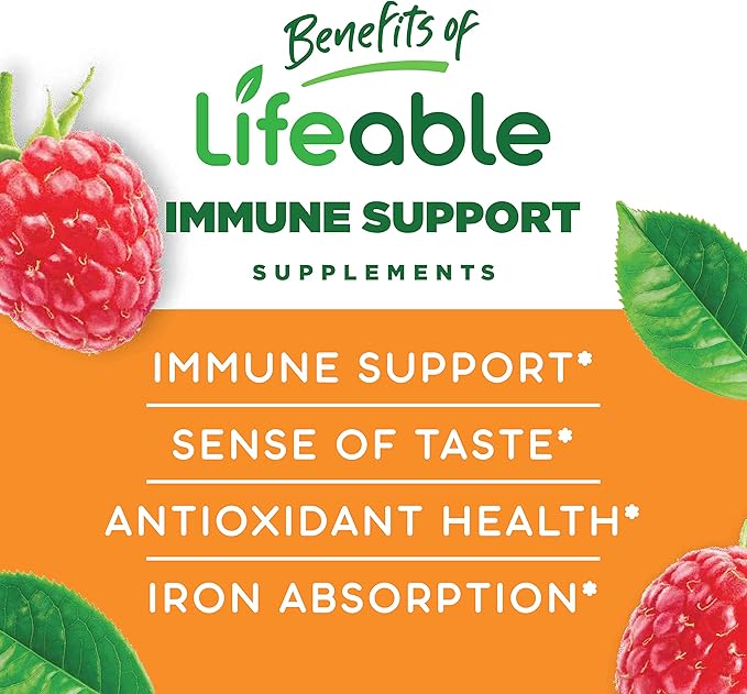 Lifeable Zinc 25mg Kids + Immune Support Kids Gummies Bundle - Great Tasting Vitamin Supplement Gluten Free GMO Free Chewable Gummy