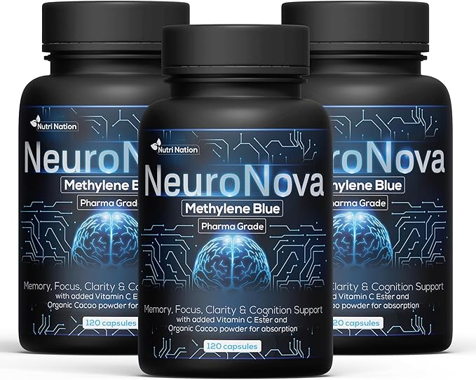 Methylene Blue Pharmaceutical Grade Capsules 2 Month Supply for Focus &amp Cognitive Support for Adults - Methylene Blue Supplements Third Party Tested and Made in USA (3)