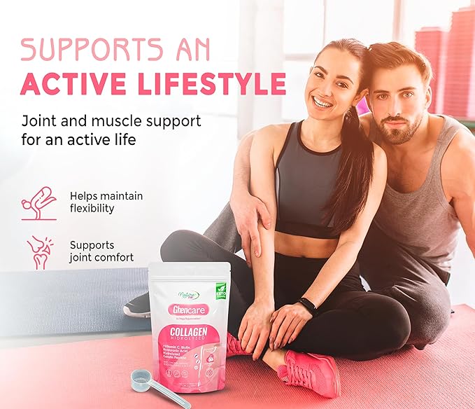 Vagy Rejuvenation Ghencare Hydrolyzed Collagen Powder – Multi-Source Collagen with Vitamin C Biotin &amp Hyaluronic Acid – Types I II III V &amp X – for Skin Hair Nails &amp Overall Wellness