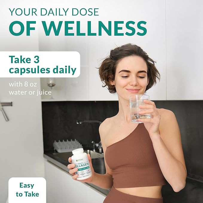 Multi Collagen 180 Protein Capsules - Type I II III V X Collagen Pills - Proprietary Blend of Eggshell Chicken Wild Fish &amp Grass-Fed Beef Collagen Peptides - 2025mg per serv