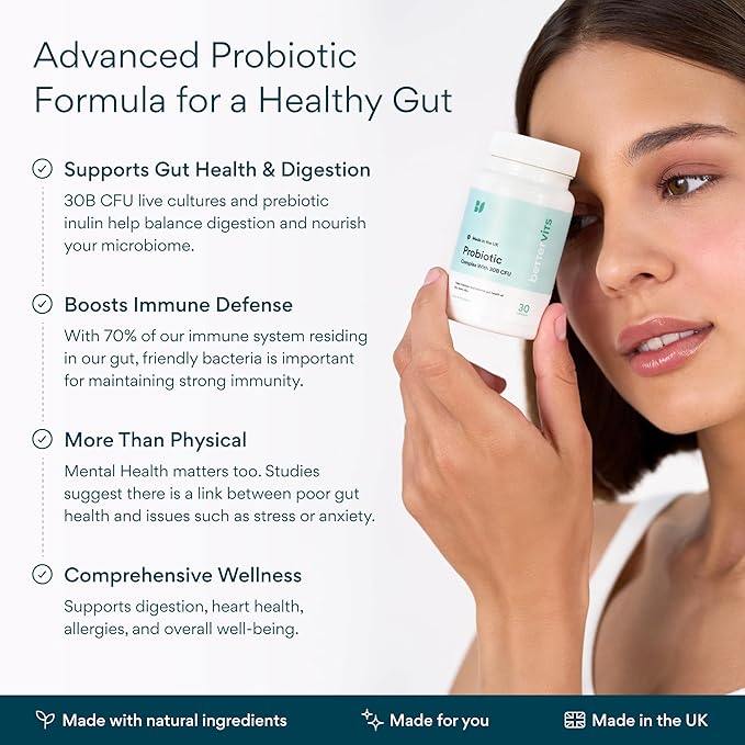 Bettervits Probiotics for Women &amp Men – 75 Billion CFU | Digestive Health and Gut Support Prebiotic | 14 Clinically Studied Strains with Vitamin B12 Lactobacillus and Inulin Fiber | 30 Capsules