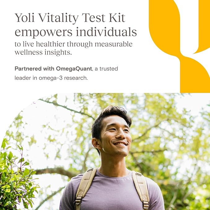 Yoli Vitality Test Kit an Omega-3 Index Blood Test Kit - at-Home Collection Testing Package for Measuring Omega-3 Levels and Wellness Tracking - CLIA-Certified Lab Results