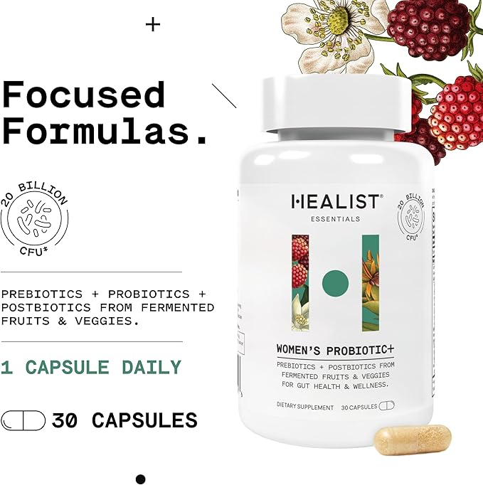 HEALIST Probiotics for Women - 20 Billion CFU Prebiotics &amp Postbiotics - Immune &amp Gut Health - Vaginal Probiotics for UT Support pH Balance - Gluten Free Vegan Non GMO 1 Probiotic Capsule
