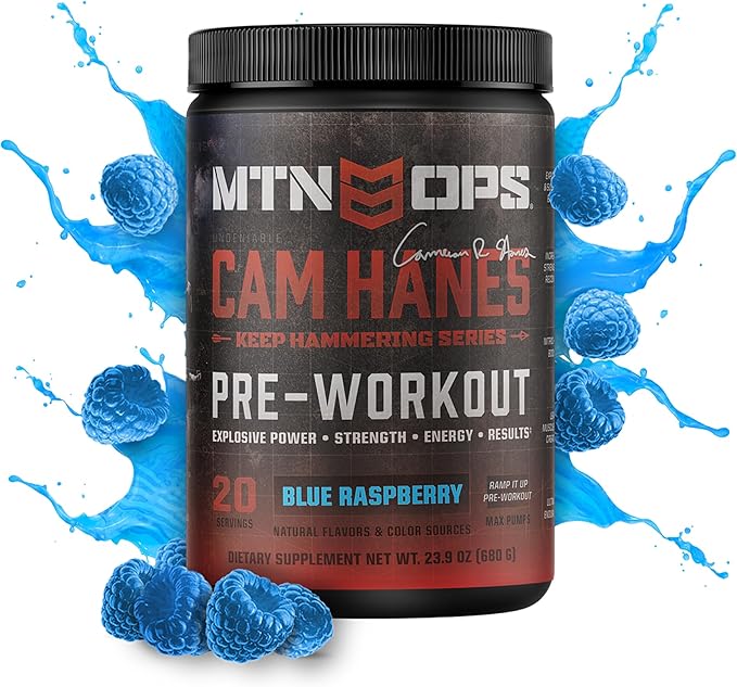 MTN OPS Cam Hanes Protein &amp Pre Workout Bundle – Chocolate Caramel Whey Protein + Blue Raspberry Preworkout