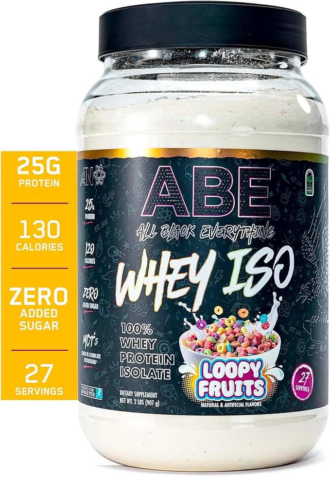 All Black Everything Whey Protein Isolate Powder | Whey Protein Isolate | 25g Protein | Low Carbs &amp Low Sugar | Workout Supplement for Men &amp Women | Loopy Fruits | 27 Servings