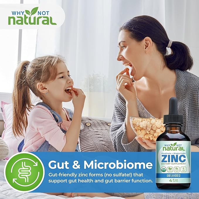 Organic Liquid Zinc Drops Supplement with Chelated Picolinate and Bisglycinate Vegan