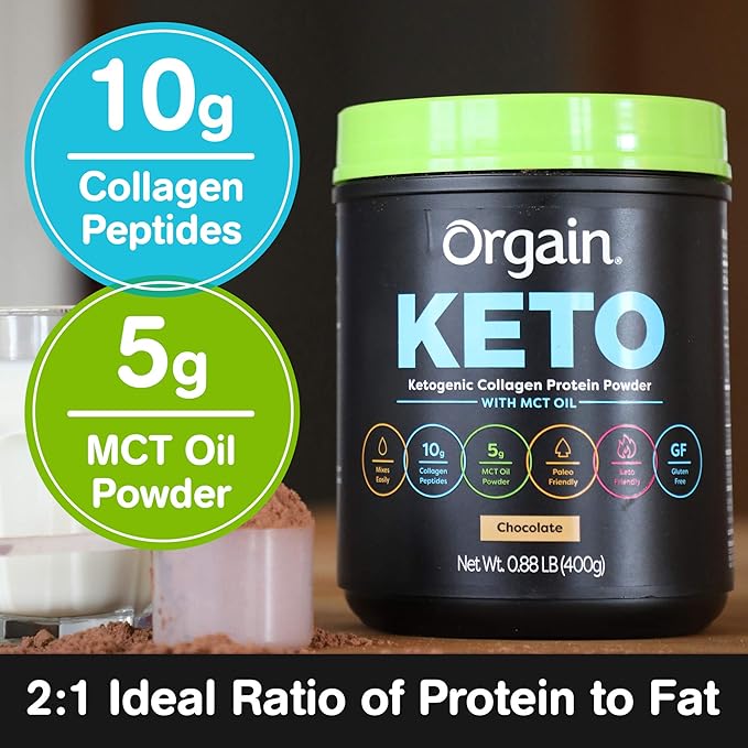 Orgain Keto Collagen Protein Powder Chocolate (0.88lb) Organic Vegan Protein Powder Creamy Chocolate Fudge (2.03lb)