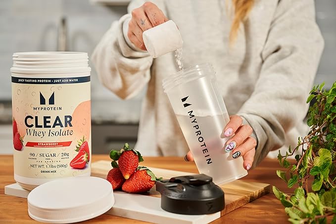 Myprotein Clear Whey Isolate Protein Powder 20 Servings (1.1lbs) Strawberry 20g Protein per Serving Naturally Flavored Drink Mix Daily Protein Intake for Superior Performance