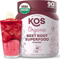 KOS Organic Beet Root Powder USDA Organic - Natural Nitric Oxide Booster Superfood Plant Based Beetroot Antioxidant Supports Active Lifestyle &amp Healthy Circulation Soy &amp Gluten-Free - 90 S