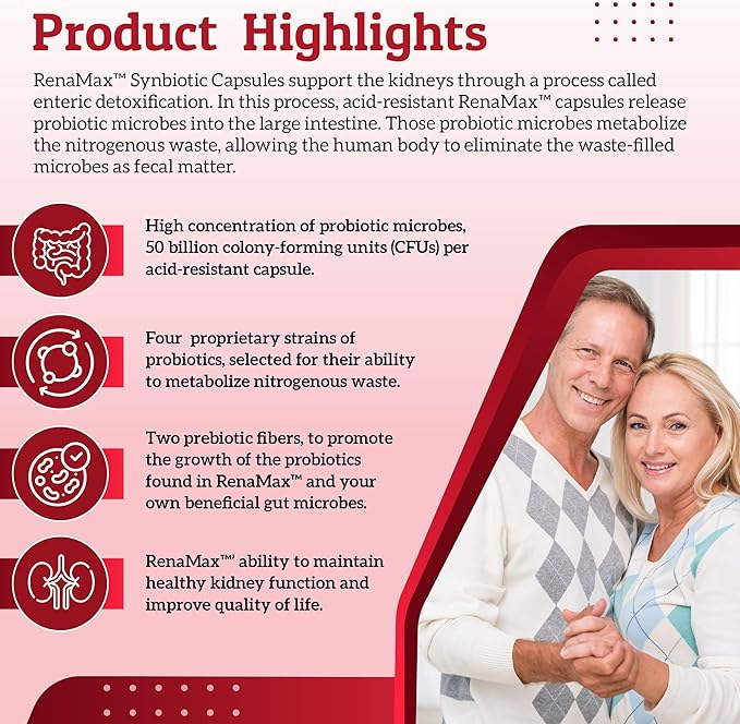Capsule Kidney Restores &amp Kidney Care Supplement - Probiotic &amp Prebiotic Supplement to Support Normal Kidney Function - 50 Billion CFU per Capsule - Made in U.S.A (90 Caps (1 Pack))