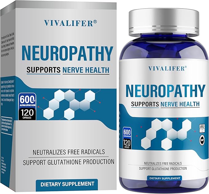 Nerve Savior for Neuropathy 120 Capsules with 600mg Alpha Lipoic Acid Benfotiamine &amp B12 for Discomfort in Feet Hands Legs Back &amp Neck