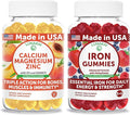 Lunakai USA Made Calcium Magnesium Zinc + Iron Gummies Bundle – Naturally Flavored Non-GMO – 60ct Each