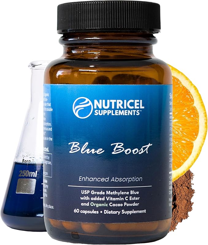 Methylene Blue Capsules - Pharmaceutical Grade Supplement - Made in America - 12mg (USP Grade) with Vitamin C Ester Enhanced Absorption - Third Party Tested (60ct)