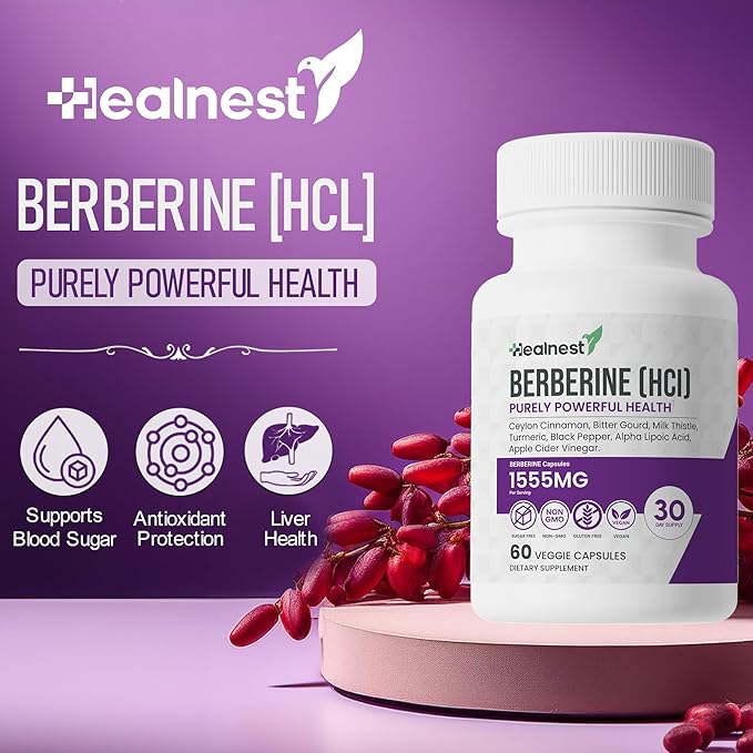Berberine HCl 500 mg with Ceylon Cinnamon Turmeric Milk Thistle Bitter Gourd &amp Alpha Lipoic Acid - Non-GMO Gluten Free Vegan Capsules - 60 Count