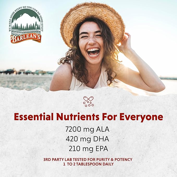 Barlean's Vegan Omega Liquid Flax and Algae Oil Plant Based EPA DHA Supplement from Algal Oil and Organic Flaxseed Omegas 3 6 and 9 Fatty Acid Supplements 16 Ounces