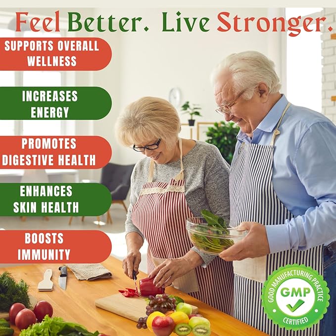 Fruit and Veggies Supplement Capsules | Fruit and Vegetables Capsules Vitamins Maintain Natural BalanceFruits and Vegetables Supplements Supports for Energy LevelsNon-GMO-90 Count(Pack of 6)