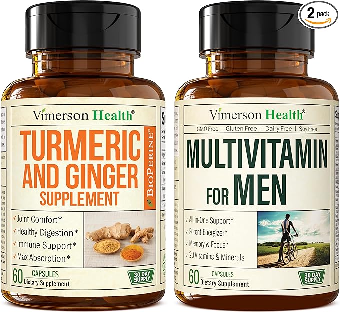 Turmeric Supplement and Ginger Root Joint Support Supplement &amp Complete Multivitamin for Men