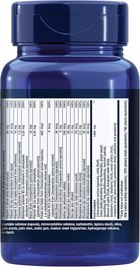 Life Extension Whole Food Multivitamin Plant-derived Vitamin D3 A B C &amp E Plus Minerals Plant extracts Stay Healthy from Head to Toe Gluten-Free Non-GMO Vegetarian 90 Capsules