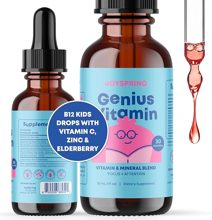 JoySpring Liquid B Complex and Genius Vitamin Drops for Kids