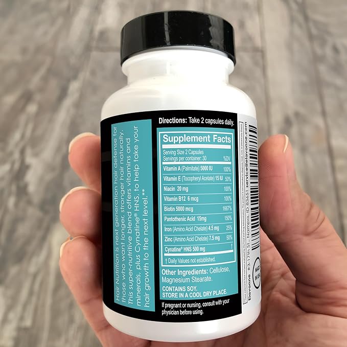 Hair Skin Nails Combo Pack : Amino Collagen w/Hyaluronic Acid &amp Hair Nutrition with Cynatine HNS + Biotin (Marine Collagen)