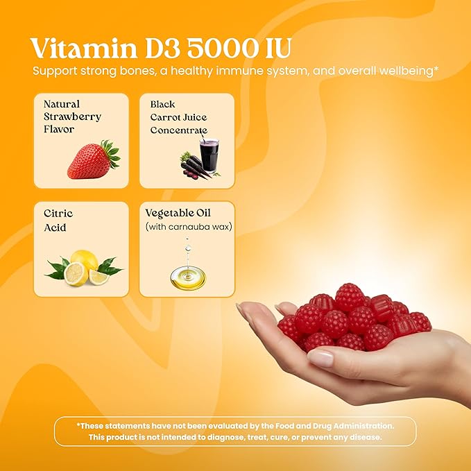 VITA GLOBE Vitamin D3 5000 IU (250 mcg) with Zinc and Echinacea Gummy Extra Strength Vitamin D Supplement for Bone and Immune Health Support 120 Count (Pack of 2)