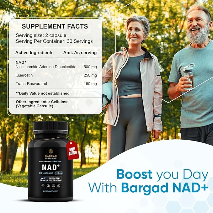 NAD+ Supplement for Anti Aging &amp Cell Regeneration | NMN Supplement Alternative - NAD with Resveratrol &amp Quercetin | Boosts Mitochondrial Health Mental Clarity &amp Vitality | 60 Count | for