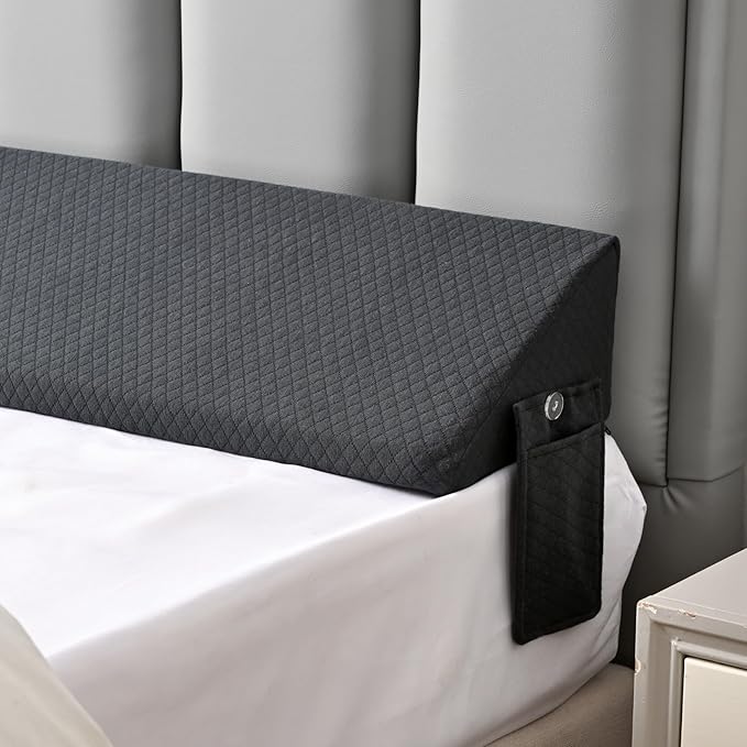 King Size Bed Wedge Pillow for Bed Gap Filler/Headboard Gap White Long Triangle Edge Corner Pillows with PocketsDense FoamPrevents King Pillow/Small Stuff Drops Home Decor Beds Accessories