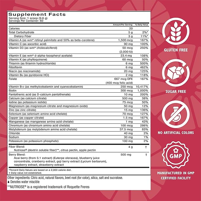 Celebrate Vitamins 3-in-1 Bariatric Multivitamin with Calcium Citrate Drink Mix - 500mg Calcium Gluten Free Sugar Free - Powder Blend for Post Bariatric Surgery - Rasp Lemonade (60 Servings)