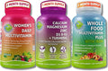 Vegan Multivitamins &amp Calcium Trio–Whole Food Multivitamin with Iron + Women’s Daily Multivitamin with Iron + Plant-Based Calcium Magnesium Zinc D3 K2 &amp Turmeric – Energy Bone &amp Immun