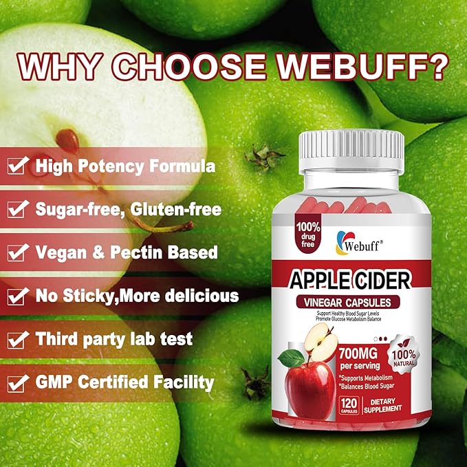 Apple Cider Vinegar Capsules 700mg — 120 Count | Extra Strength ACV with The Mother | Supports Weight Management Digestion Metabolism &amp Immune | Vegan Non-GMO Gluten-Free (Pack of 2)