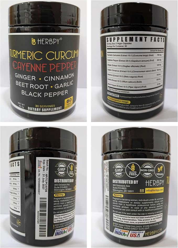 Bundle 6in1 Magnesium Glycinate Supplement &amp 2-Pack 7in1 Turmeric Curcumin Supplement