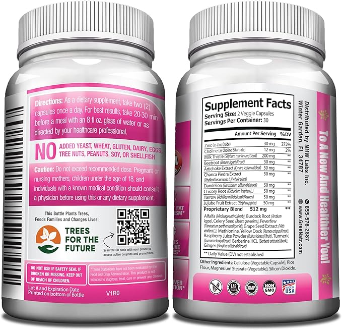 GreeNatr Liver Cleanse Detox &amp Repair Formula – Milk Thistle Berberine Ginger Beet Root Dandelion Root Artichoke Extract and Chanca Piedra for Optimal Liver Health Support (6 Bottles)