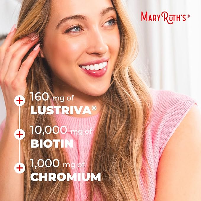 MARYRUTH'S Liquid Multivitamin+Hair Growth | Biotin 10000mcg | Lustriva Hair Growth Supplement | Clinically Tested in Women for Thicker Hair&ampFacial Wrinkle | Skin Care | Ages 18+ | 15.22 Fl Oz