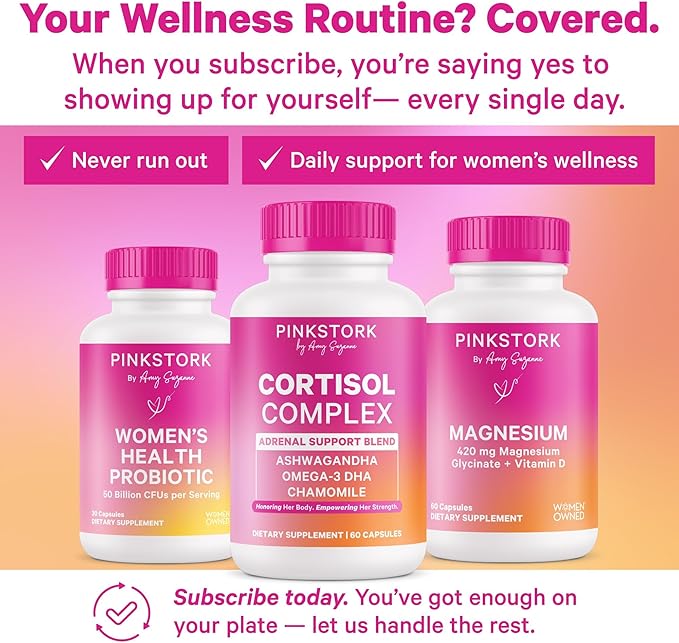 Pink Stork Mood + Wellness Bundle - Cortisol Complex + Magnesium Glycinate Mood and Well-Being Calm Stress Support Energy