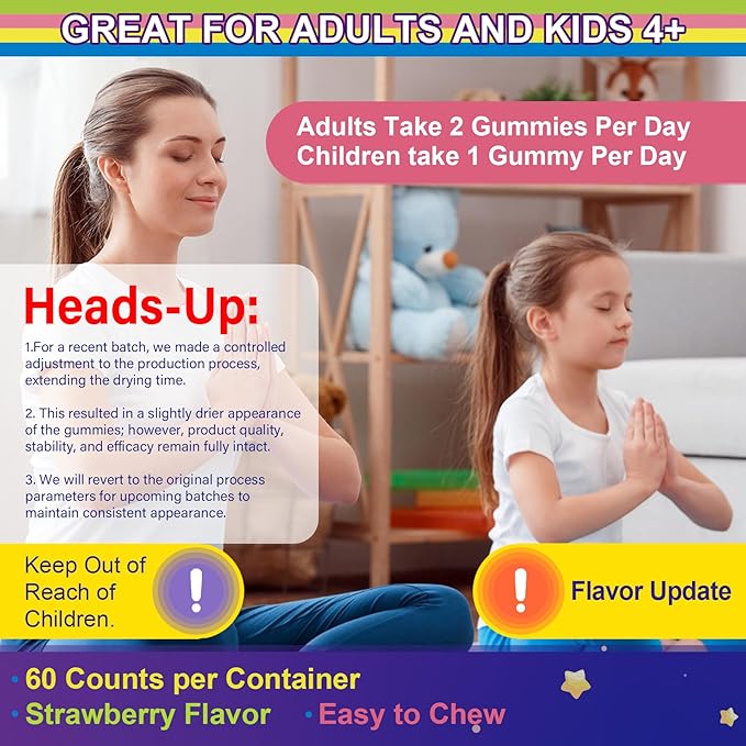 Magnesium Glycinate Gummies for Adults &amp Kids 4+ Sugar Free Magnesium Bisglycinate Supplement 400/200mg with B6D3 5HTP L-Theanine for Sleep &amp Relaxation Brain Muscle Melatonin Free Gummi