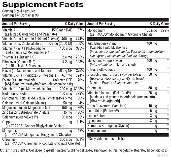 The Foundation of You - Women’s Multivitamin Supplement 120 Count - with Vitamin D Vitamin C Folate Tocotrienols Lutein Broccoli Seed and Zinc
