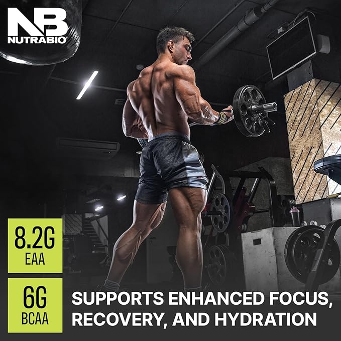 NutraBio Alpha EAA - All-Day Amino Acids for Muscle Growth and Hydration - Essential Amino Acids with Nootropics &amp Adaptogens- Full Spectrum EAA BCAA Powder - 30 Servings - Peach Tea